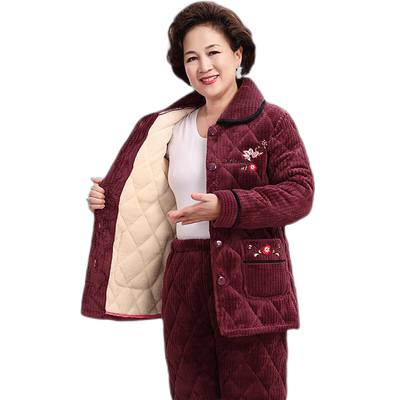 轩朵淇秋冬季睡衣女士牛奶绒加厚
