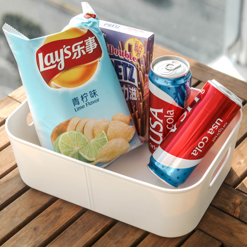 优适家品桌面厨房浴室橱柜杂物零食化妆品长方形储物整理收纳筐篮