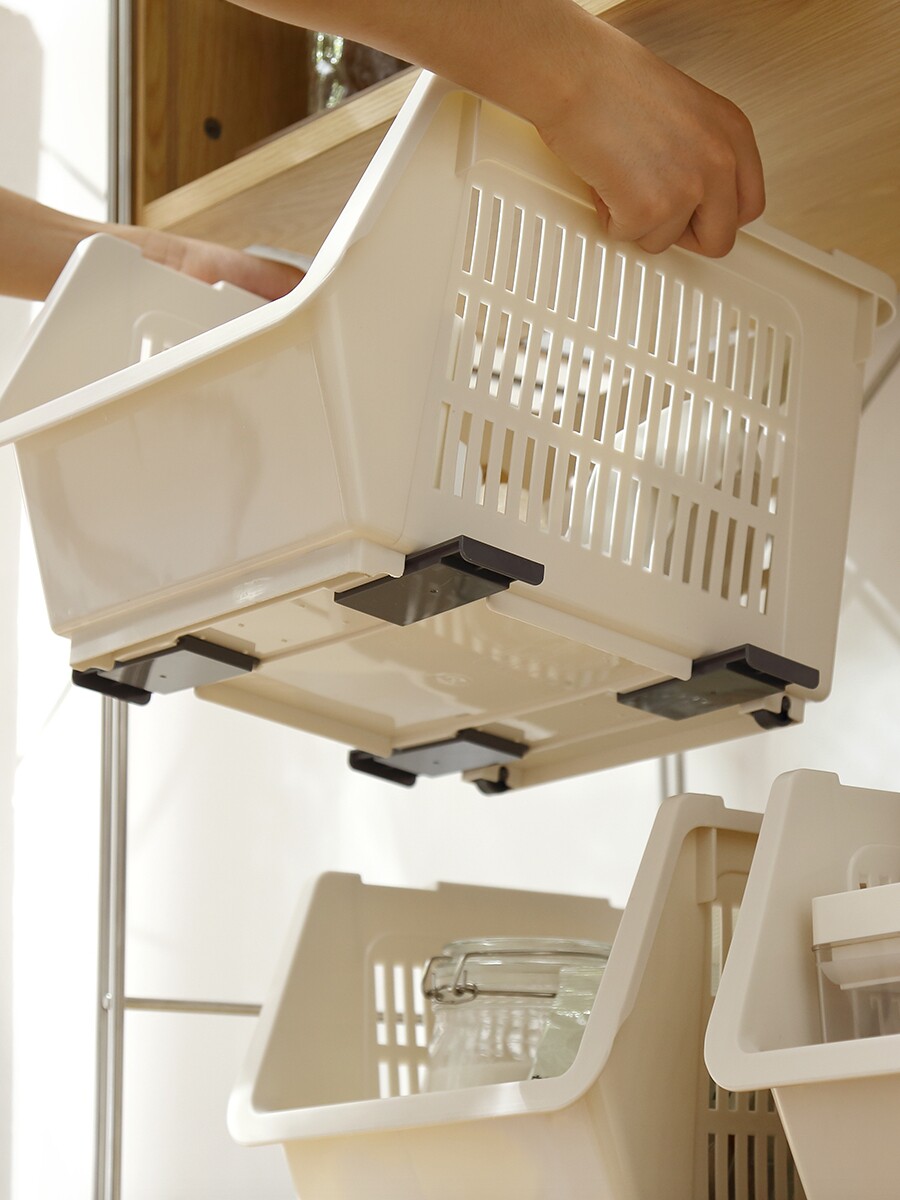 주방 보관 바구니는 선반으로 쌓을 수 있습니다. 어린이 장난감 보관 상자 바구니 주최자 다층 과일 및 야채 바구니 플라스틱