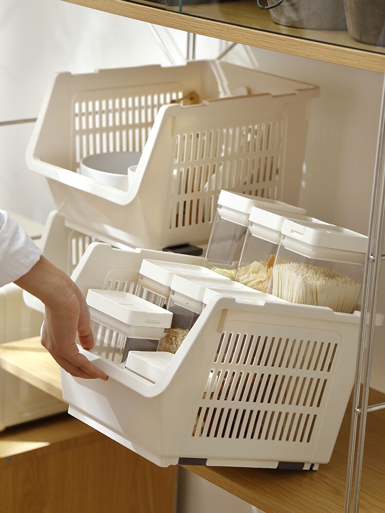 주방 보관 바구니는 선반으로 쌓을 수 있습니다. 어린이 장난감 보관 상자 바구니 주최자 다층 과일 및 야채 바구니 플라스틱