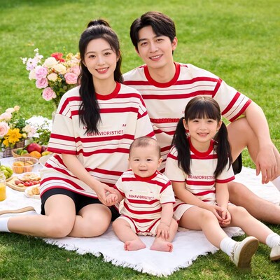 夏季高端周岁宴亲子全家福T恤