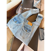 女冬薄绒高腰弹力显瘦紧身九分小脚裤 小个子靴裤 浅色加绒牛仔裤