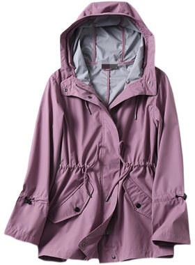 登山野营徒步连帽外套女冲锋衣