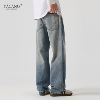 白色渐变蓝cleanfit秋季牛仔裤