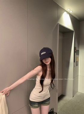 子Mengling 耐穿小吊带 白色百搭紧身收腰高弹慵懒松弛吊带背心