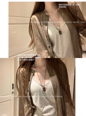 Mengling梦玲 枫间漫步 羊毛针织开衫混色燕麦背心半身短裙三件套