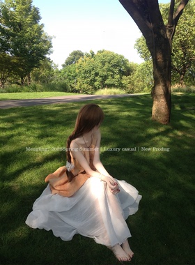 Mengling梦玲 森林小鹿 扎染定制吊带肌理感清冷仙气质感吊带上衣