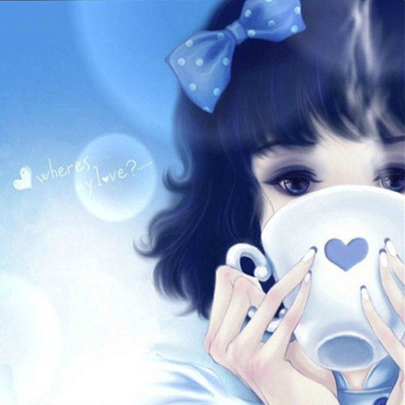 魔方钻石画满钻新款客厅小幅卡通人物点贴钻十字绣砖石绣唯美女孩