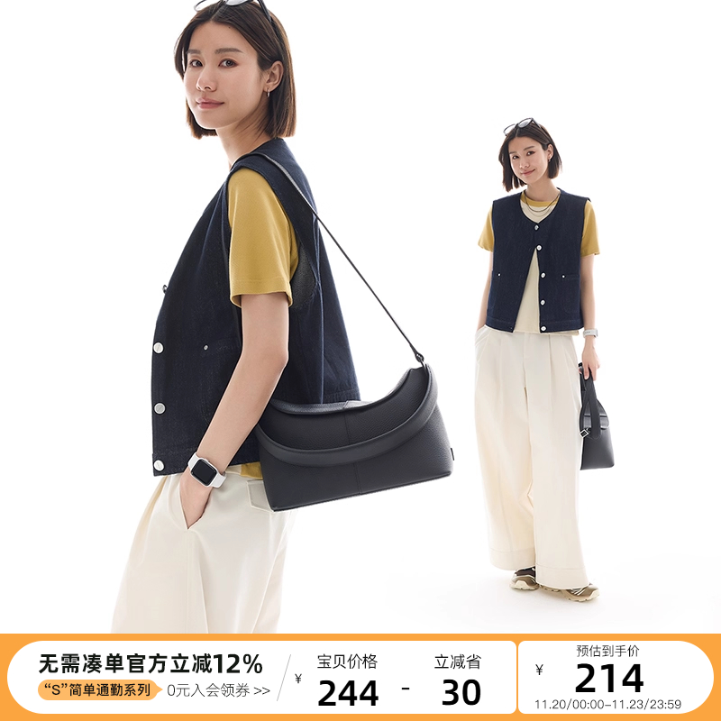 云上生活【蓝调牛仔】金属撞色纽扣圆领马甲女显瘦上衣2025春秋