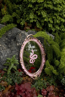 【粉色太妃糖】蛇蛇艺术宫廷巴洛特风周边镜子摆件38*24CM 托盘