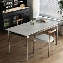 北欧全实木家用岩板面板餐厅餐桌轻奢家用小户型长方形现代简约