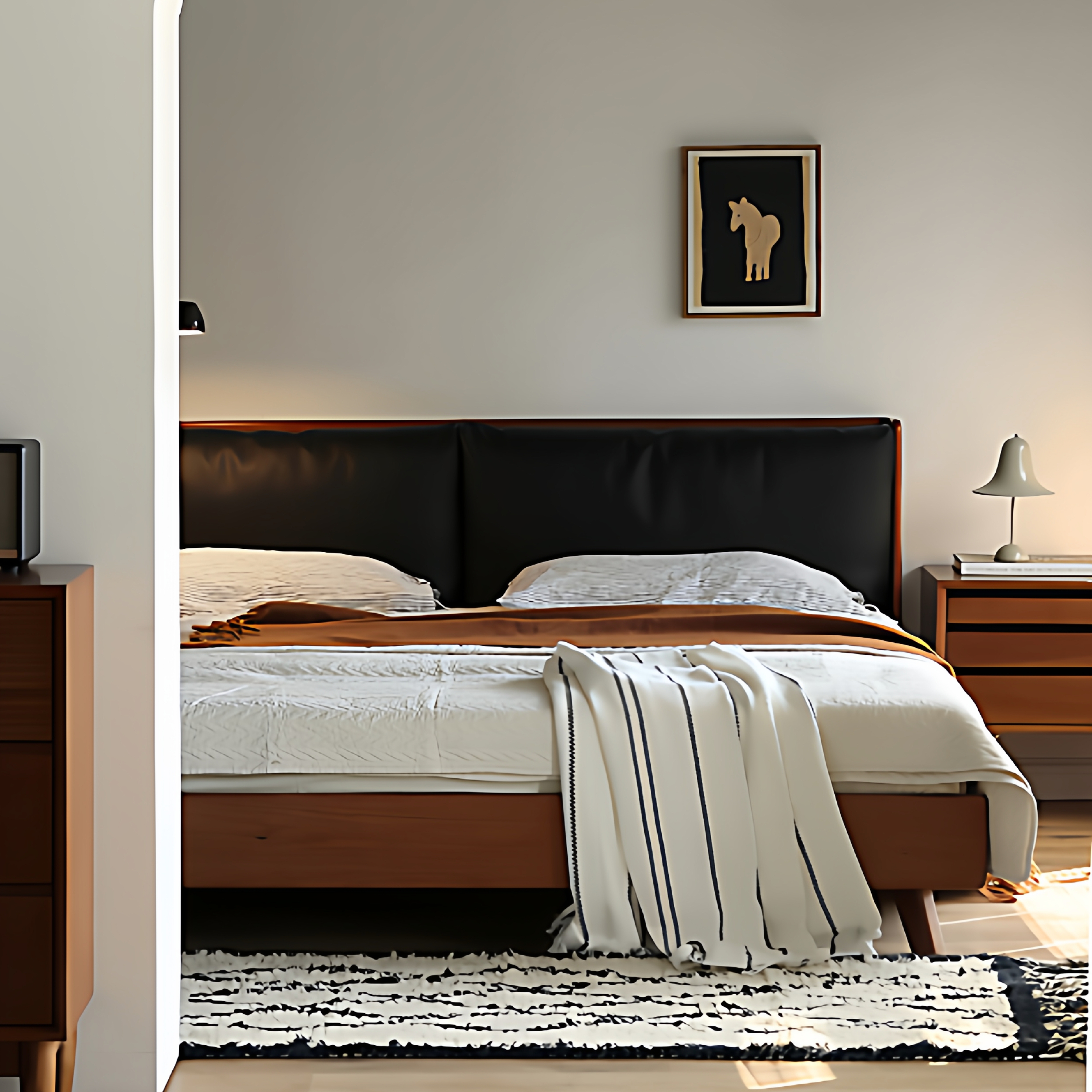 北欧实木软靠主卧双人床