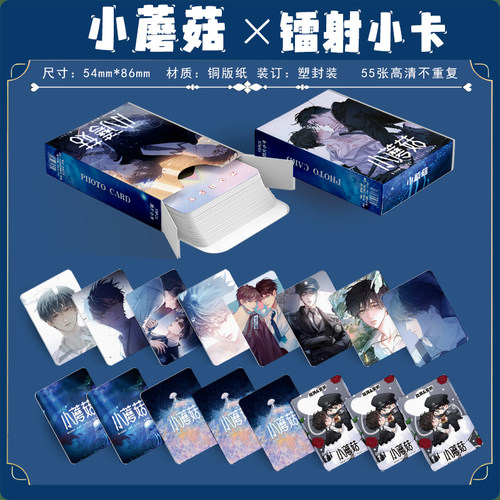 小蘑菇周边盒装55张镭射小卡LOMO卡拍立得小说明信片照片卡膜卡册