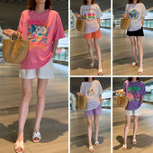 时尚 T恤纯棉宽松中长款 上衣孕妇装 套装 孕妇夏装 潮妈2026夏款 短袖