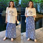 套装 夏装 韩版 高端宽松短袖 碎花半身裙 孕妇装 T恤上衣薄款 2026新款