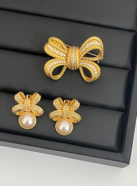 CHENYUACC法式中古蝴蝶结耳环