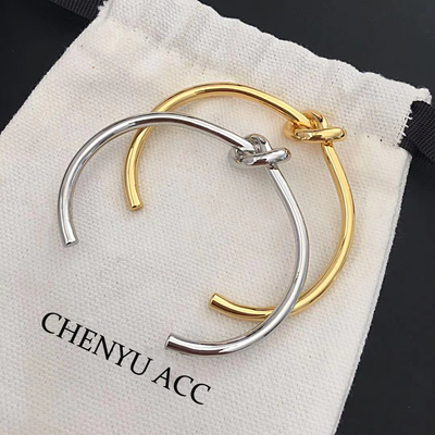 CHENYU绳结18K金开口手镯极简