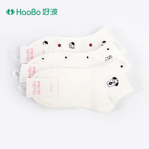 【3双49元】好波女休闲袜春夏棉质浅口袜中筒薄棉女棉袜2604