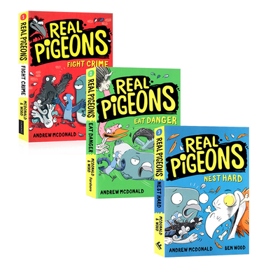 预售鸽子侦探系列3册 Real Pigeons 真正的鸽子 英文原版英语桥梁章节漫画书 Fight Crime Nest Hard/Eat Danger 冒险趣味童话故事