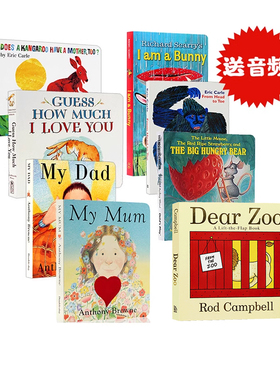 英语启蒙早教书8册 亲爱的动物园/我是一只兔子/我爸爸/我妈妈/猜猜我有多爱你/小老鼠红草莓/从头到脚/袋鼠也有妈妈英文绘本原版
