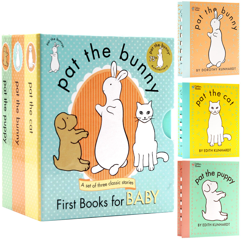 patthebunny 拍拍小兔子绘本3册盒装 Pat the Bunny puppy cat 英文原版绘本香味触摸书洞洞书翻翻书纸板书经典幼儿英语启蒙儿童书