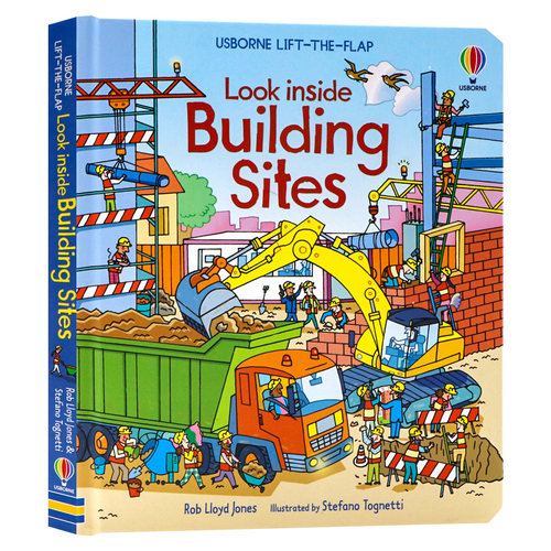 偷偷看里面系列 建筑工地 英文原版绘本 Look Inside Building sites Usborne出品 立体翻翻纸板书 3-4-5-6儿童科普读物