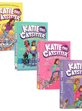 爱猫的凯蒂系列4册套装 英文原版绘本Katie the Catsitter A Graphic Novel/Best Friends for Never/Secrets and Sidekicks漫画书