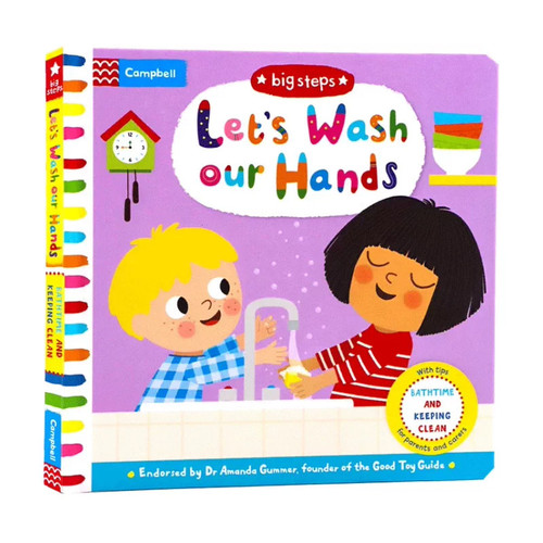 进口英文原版绘本 Big Steps系列一起来洗手 Let's Wash Our Hands 儿童行为习惯养成翻翻书 机关操作纸板书幼儿生活习惯培养自理