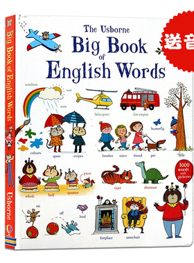 1000词 Usborne Big Book of English Words 场景式英语单词书 英文原版绘本 幼儿童少儿 英语字典词典全彩图解词汇工具书大开纸板