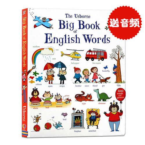 1000词 Usborne Big Book of English Words 场景式英语单词书 英文原版绘本 幼儿童少儿 英语字典词典全彩图解词汇工具书大开纸板