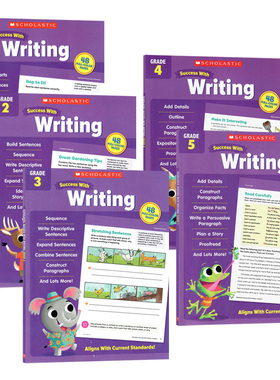 学乐成功系列12345年级英文原版写作练习册5册套装Scholastic Success with Writing小学生英语学习教材教辅 美国家庭教育书平装版