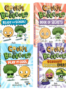 饼干和西蓝花4册套装 英文原版绘本 cookie and broccoli secrets  play cool school 儿童启蒙章节图画书 英语读物漫画彩绘读本