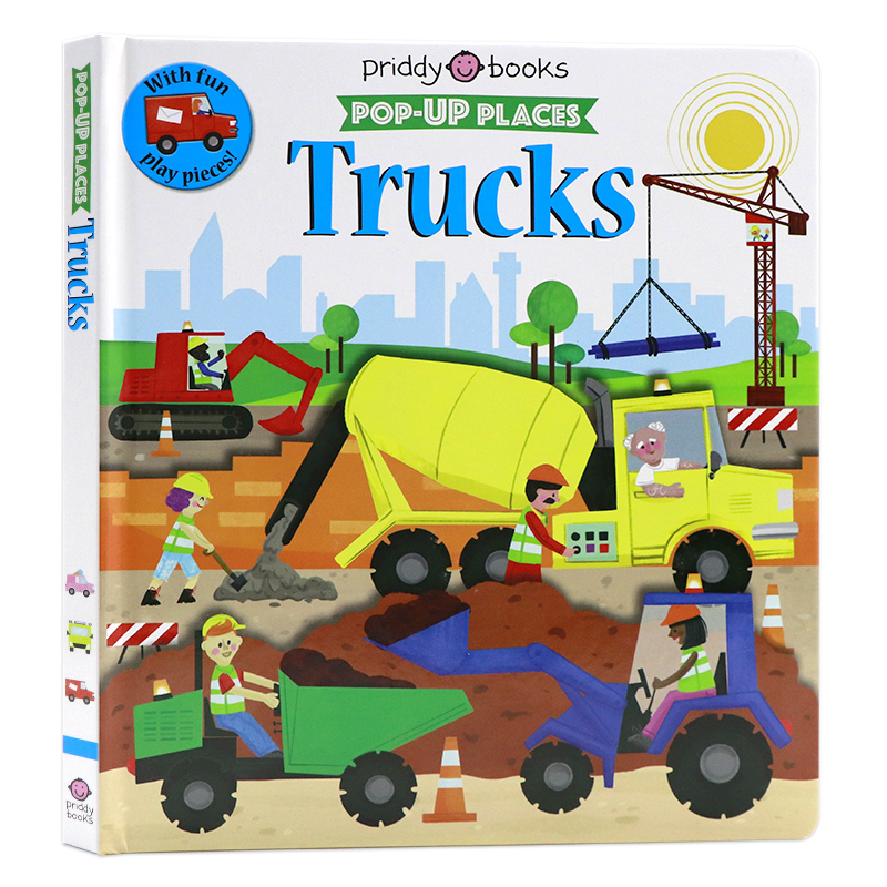 交通工具立体书 Priddy Pop-Up Places Trucks 英文原版绘本儿童趣味图画活动与玩具书亲子互动精装大开本立体纸板翻翻书