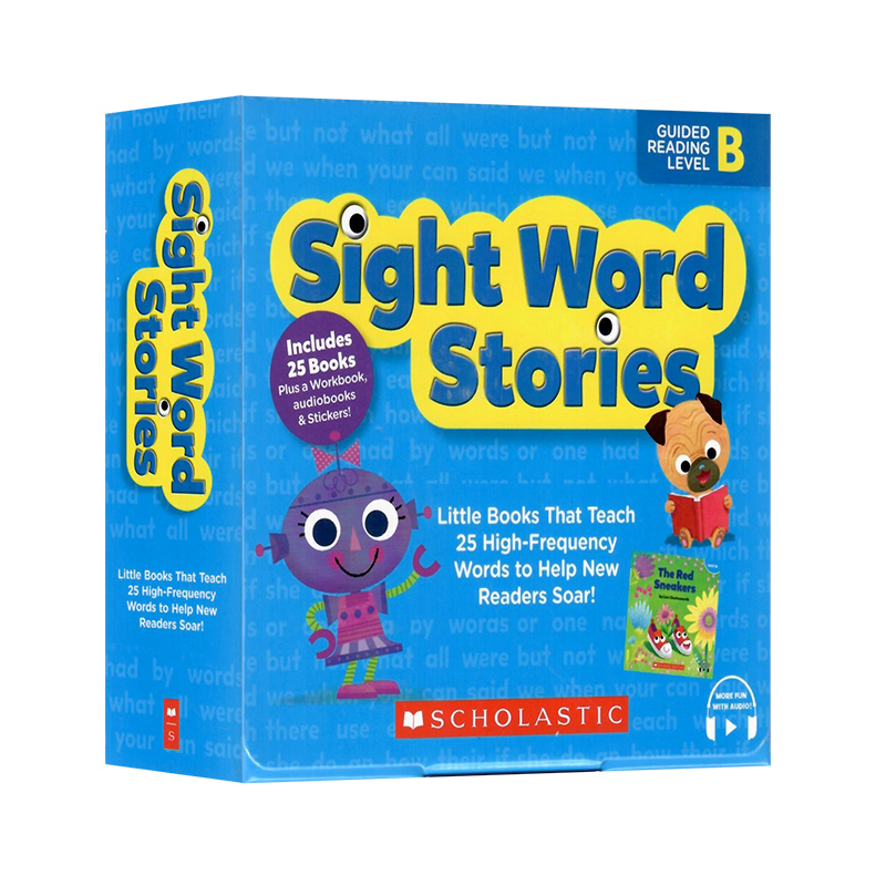 学乐高频词级别B 英文原版 Sight Word Stories Level B 25则高频词故事合集 附贴纸及家长手册儿童启蒙益智盒装绘本扫码听音频