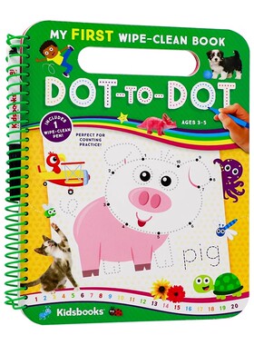 可擦写点对点 英文原版幼儿控笔训练 My First Wipe-Clean Dot to Dot 儿童书籍翻页螺旋装帧小学教辅 Kidsbooks Publishing