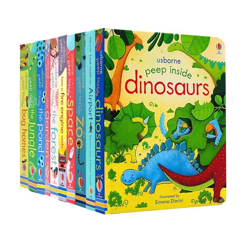 偷偷看里面系列10册英文原版 Usborne peep inside  大树/恐龙/海洋等科普纸板翻翻书启蒙学习进口英文原版绘本
