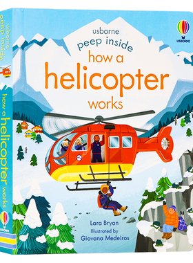 Usborne 直升机的工作原理 英文原版绘本 Peep Inside How A helicopter Works 偷偷看里面系列 洞洞书 科普纸板翻翻书 精装