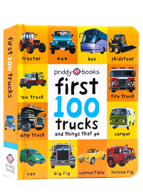 英文原版绘本First 100 Trucks 交通工具启蒙认知100词系列 幼儿童卡车汽车及其他交通工具认知纸板图画书 亲子早教英语读物