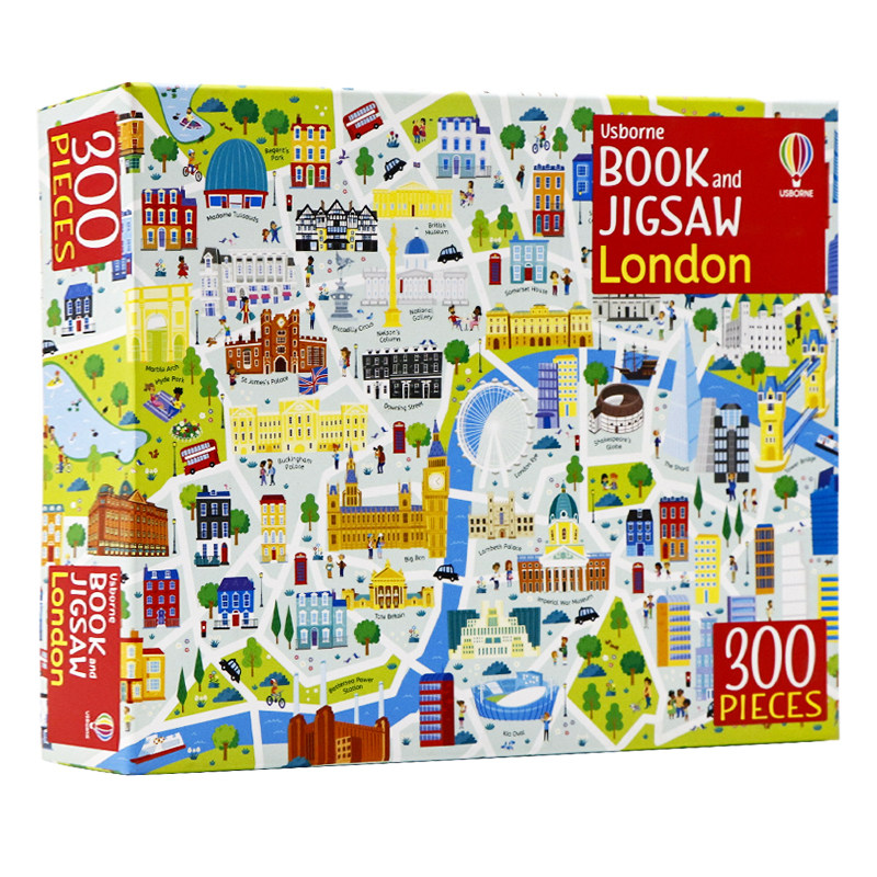 Usborne拼图游戏系列伦敦 英文原版 London picture book and jigsaw 世界地图拼图 地理早教益智力开发玩具礼盒装 内含300片拼图
