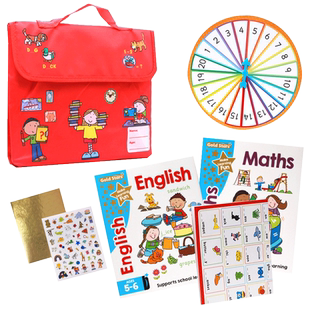 英文原版绘本Gold Stars My Learning Bag Ages 5-6操作书包练习册 含奖励贴学习海报maths englisg 幼小衔接儿童启蒙早教英语读物