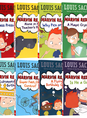 麻烦精马文8册全套 英文原版进口 Marvin Redpost 儿童幽默搞笑故事书青少年儿童学生课外读物 桥梁章节书holes同作者Louis Sachar