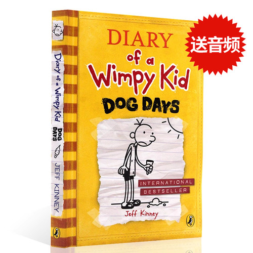 进口英文原版正版 Diary of a Kid 4小屁孩日记第四本 Dog Days 小学生文学作品 Jeff Kinney英语儿童漫画课外读物8-9-10岁