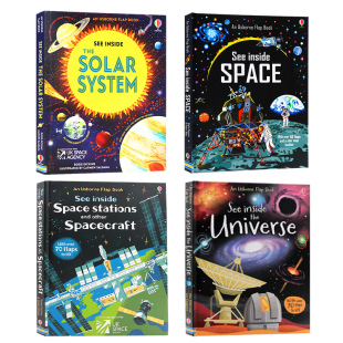Inside 英文原版 绘本 Usborne出品 儿童英语科普百科图画书 See 早教启蒙认知纸板翻翻书 太空宇宙太阳系读物本 偷偷看里面系列4册