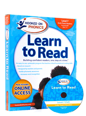英文原版自然拼读教材迷上语音 第7级别 Hooked on Phonics Learn to Read Second Grade Level 7 附DVD 美国自然拼读教材