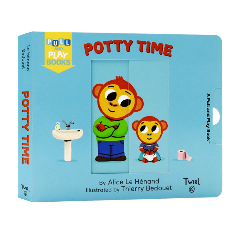 抽拉玩机关操作书马桶/厕所时间 英文原版绘本 Pull And Play Potty Time 儿童生活习惯养成抽拉机关纸板书游戏玩具书儿童启蒙绘本