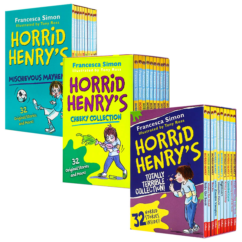 淘气包亨利10册套装3套 调皮捣蛋大集合 英文原版 Horrid Henry Cheeky Collection 青少年英语课外阅读 儿童幽默章节书 黑白插图