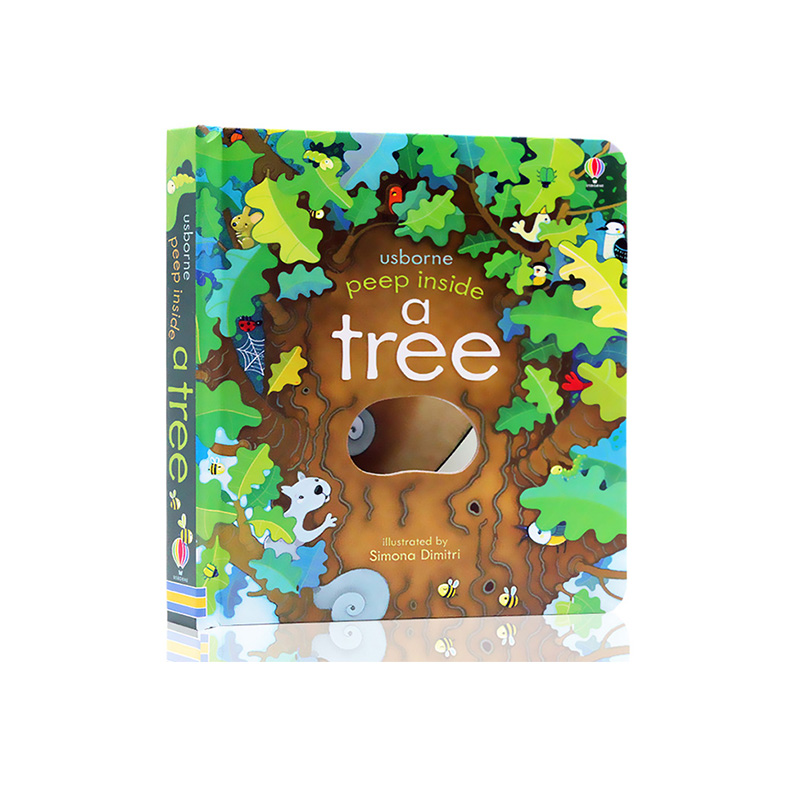 进口英文原版正版 Usborne peep inside a tree偷偷看里面系列 大树 洞洞书 科普纸板翻翻书 启蒙学习