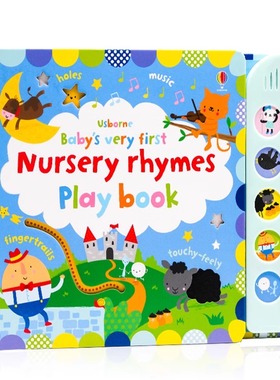 Usborne 童谣儿歌幼儿纸板触摸发声书翻翻书 英文原版绘本 Baby's Very First Nursery Rhymes Playbook洞洞书早教启蒙互动书