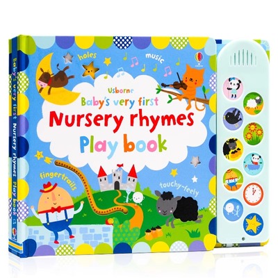 Usborne 童谣儿歌幼儿纸板触摸发声书翻翻书 英文原版绘本 Baby's Very First Nursery Rhymes Playbook洞洞书早教启蒙互动书