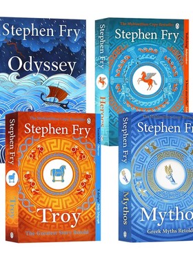 古希腊神话故事4册英文原版小说 Mythos/Heroes/Troy/Odyssey 英雄特洛伊的故事英语文学读物Stephen Fry史蒂芬弗莱 Penguin